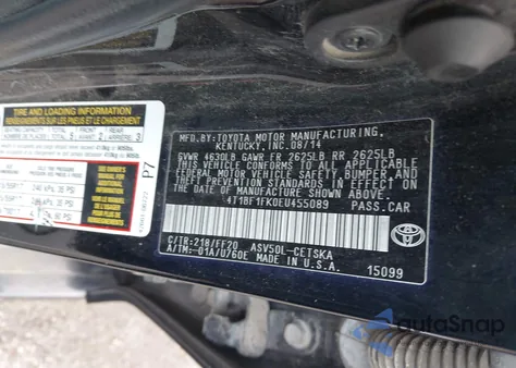 2014 Toyota Camry Se из США, поврежденный, VIN 4T1BF1FK0EU455089